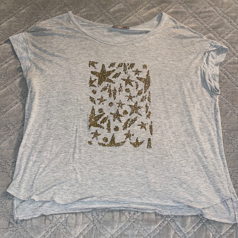 COPY - ZARA GOLD STAR GREY TEE